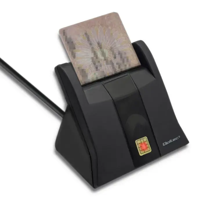 Qoltec Smart ID chip card reader SCR-0643|USB 2.0 + USB-C Adapter