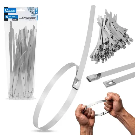 Stainless steel cable ties 7.9x250 mm, 100 pcs