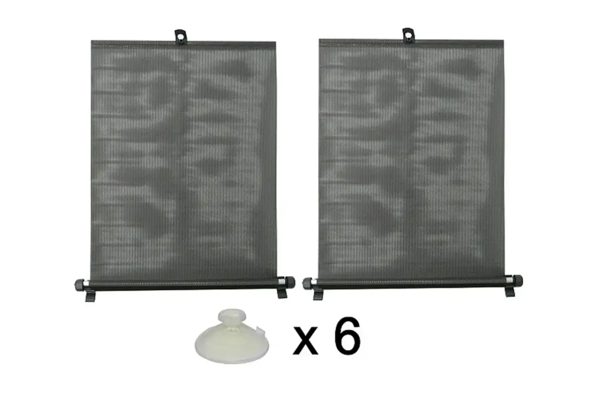 Roller sunshade with suction cups 2 x 55 cm black, PVC