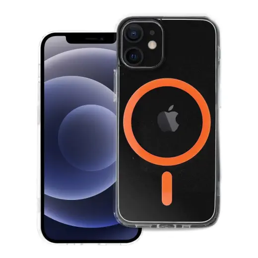 Case for iPhone 12 MINI Drop Glue Colorful Ring Mag Cover compatible with MagSafe orange