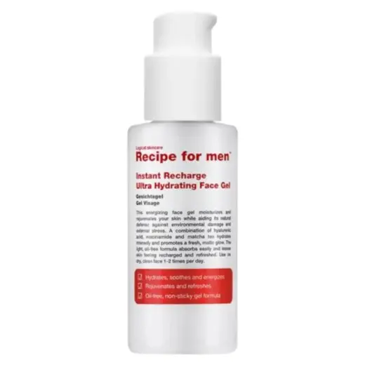 Recipe For Men, Instant Recharge, Hyaluronic Acid, Moisturizes, Gel, Face, 75 ml
