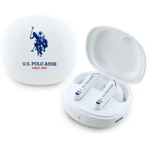 Słuchawki TWS US Polo DH Logo stacja      dokująca biały