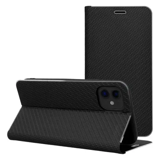LUNA Book Carbon knyginio tipo telefono dėklas iPhone 17 Air juodas