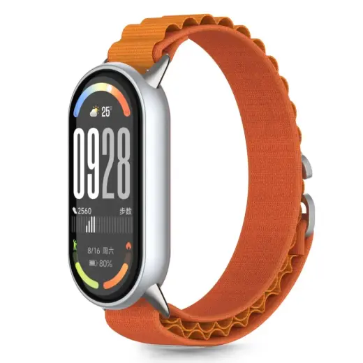 Tech-Protect Nylon Pro išmaniojo laikrodžio dirželis Xiaomi Mi Band 8/9/10 | nailoninis | oranžinis