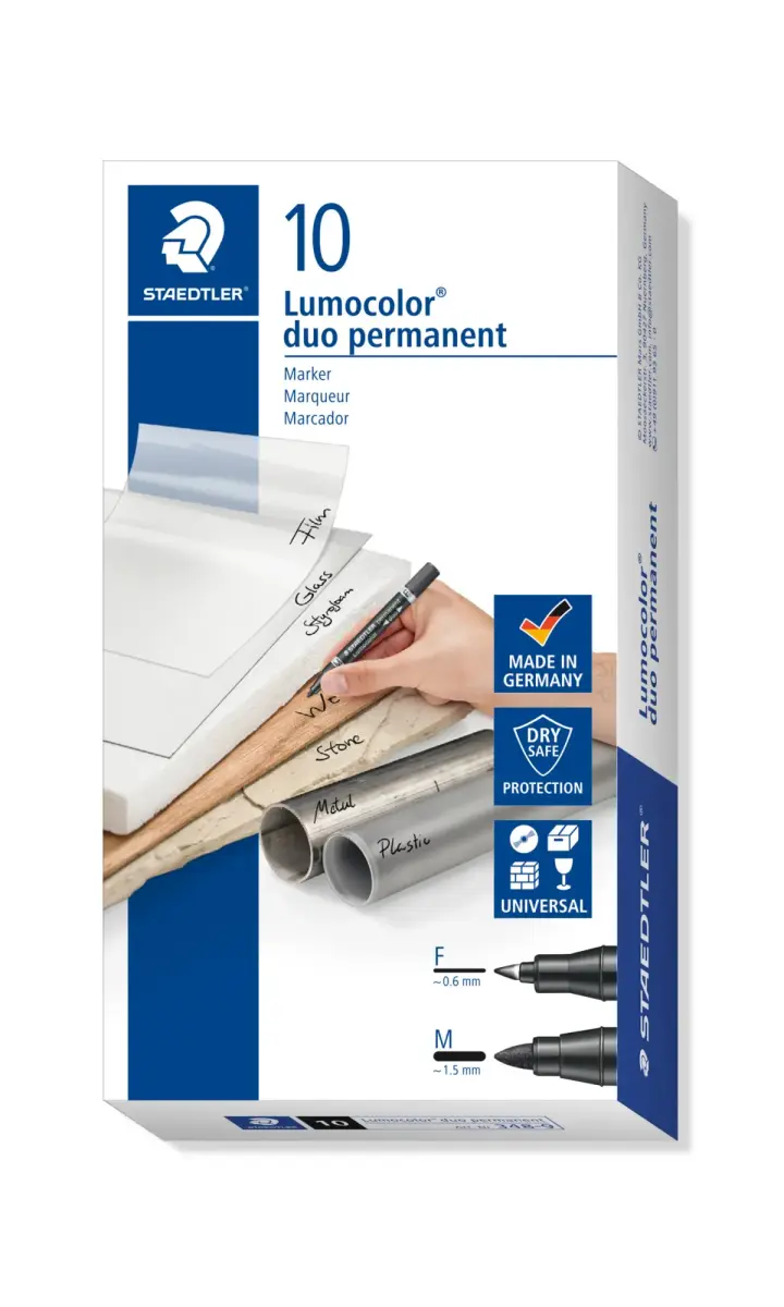 Noturīgais marķieris STAEDTLER LUMOCOLOR DUO, dubults melns