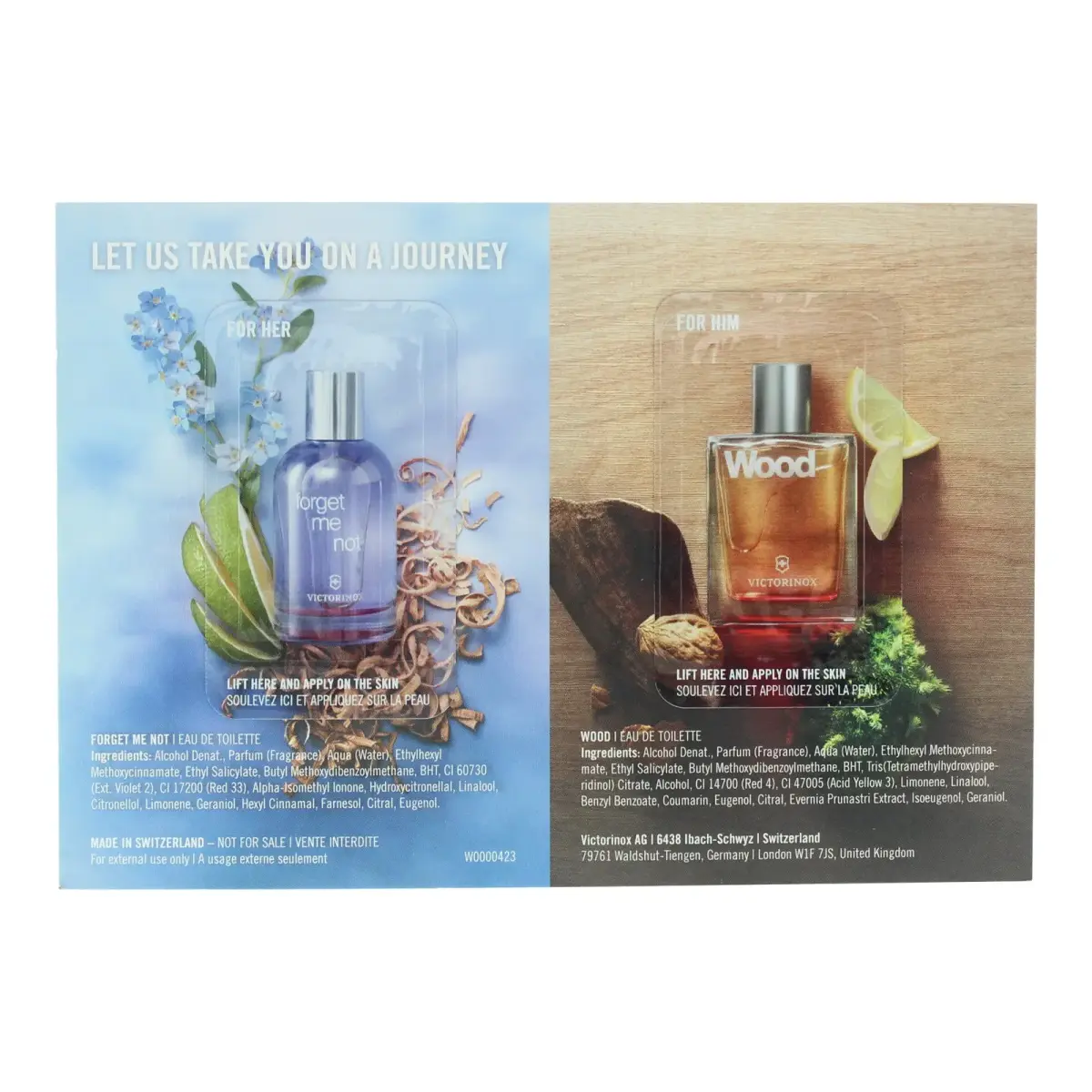 Victorinox Swiss Army Wood AND Forget Me Not, Eau de Toilette, Unisex, *Sample