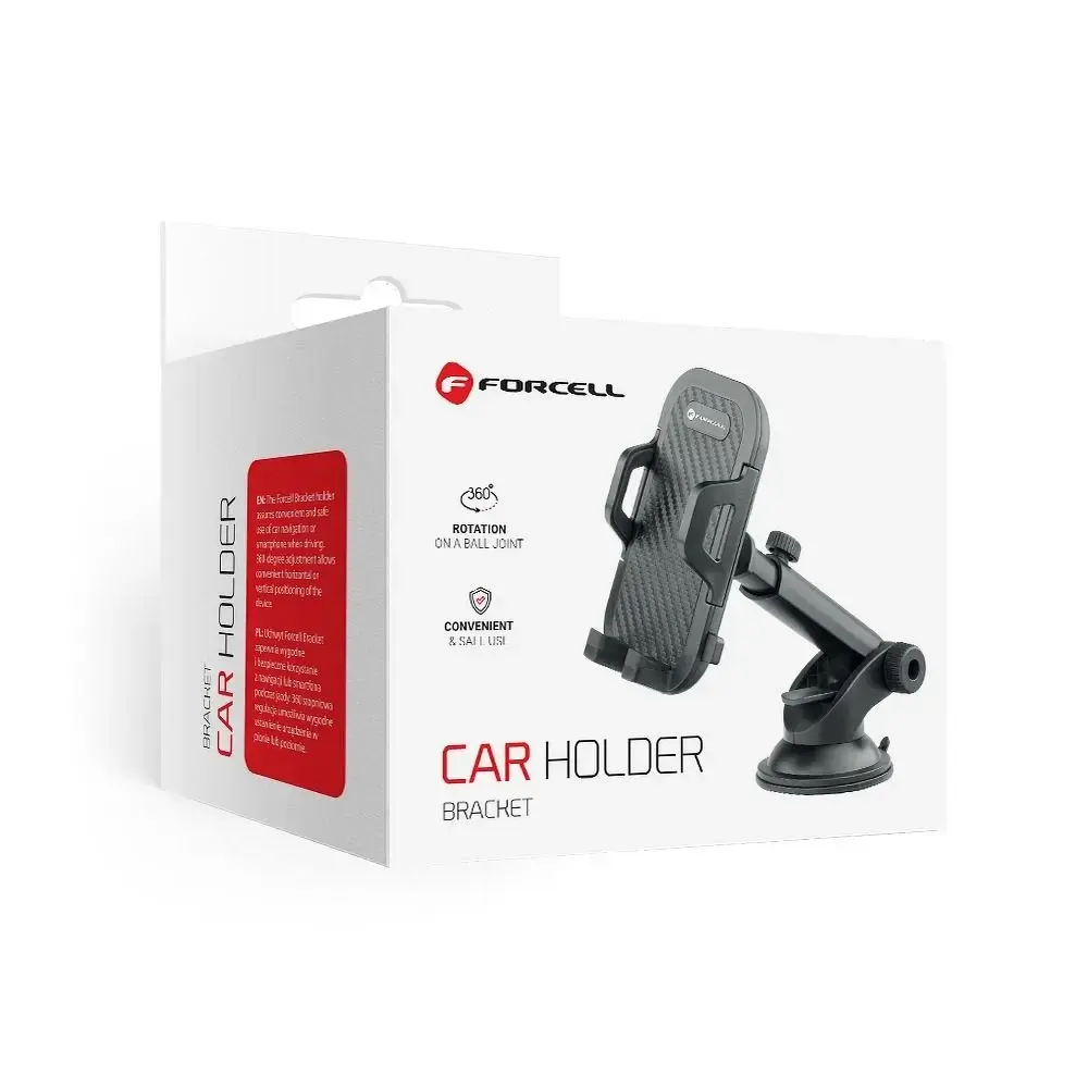 Car phone holder Forcell F-Grip Carbon Bracket mounting arm windshield / dashboard black