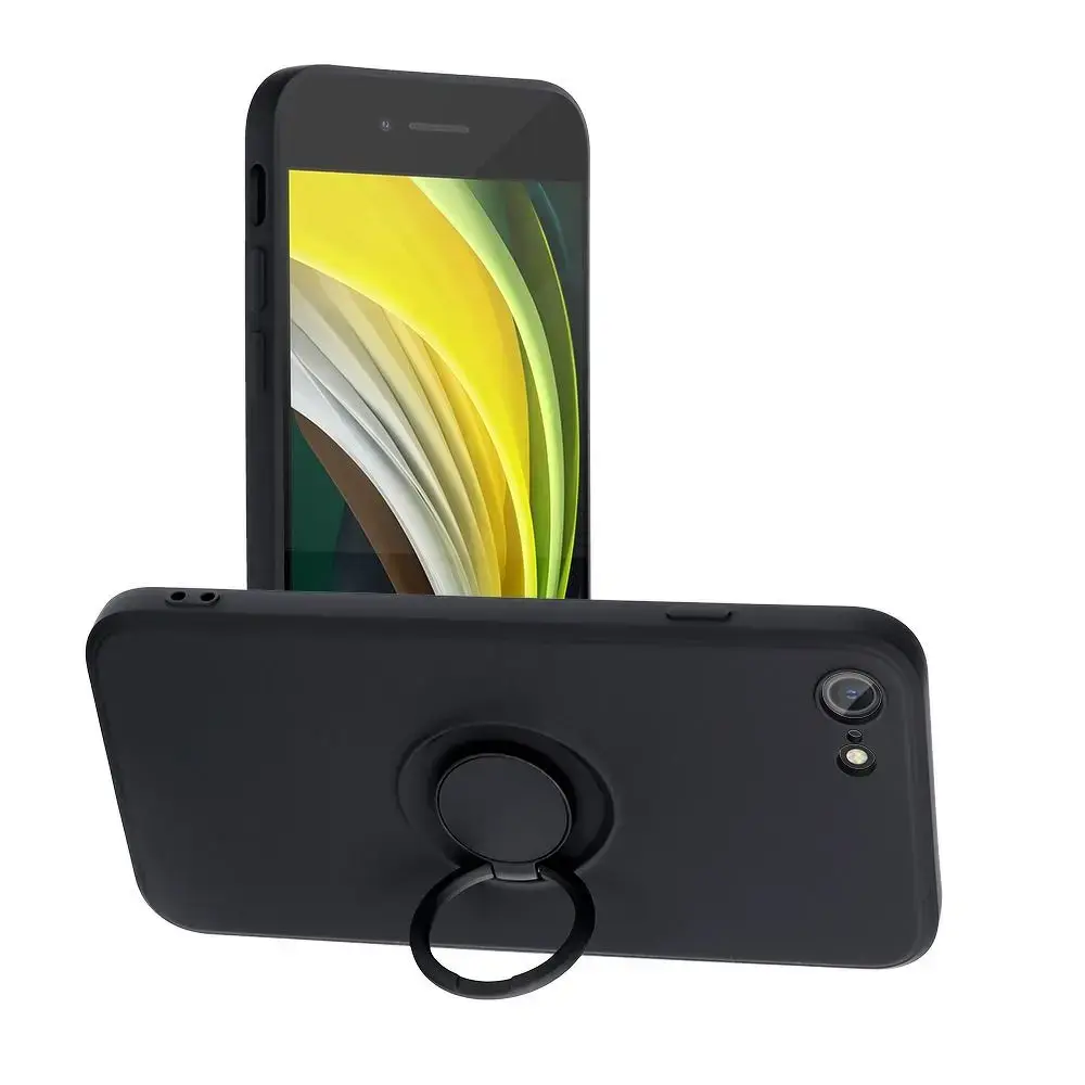 Silicone maciņš ar statīvu telefonam iPhone 7 | iPhone 8 | iPhone SE (2020) | iPhone SE (2022) melns