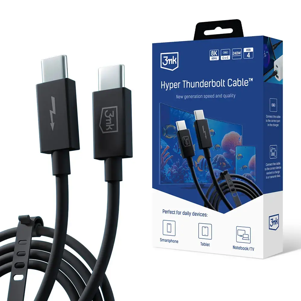 3mk Hyper datu pārraides un uzlādes vads | USB-C | 240W