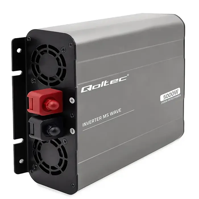 Qoltec MS Wave Voltage Converter | 12V to 230V | 2500/5000W | USB | Compatible with LiFePO4, GEL and AGM batteries