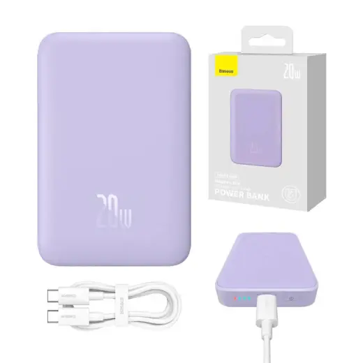 Baseus Magnetic Mini внешний аккумулятор (powerbank) | 10000 mAh | 20W | USB-C, MagSafe | фиолетовый