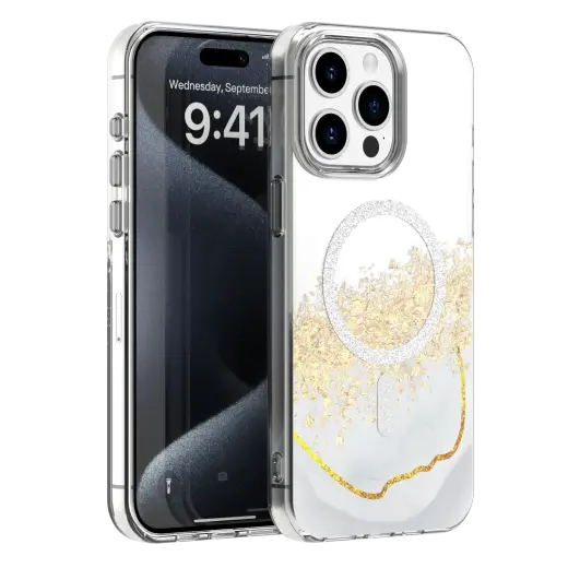 Epoxy Mag maciņš ar MagSafe atbalstu telefonam iPhone 15 Pro balts