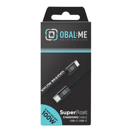 OBAL:ME duomenų perdavimo ir įkrovimo laidas | USB-C į USB-C | 100W | 1m | juodas