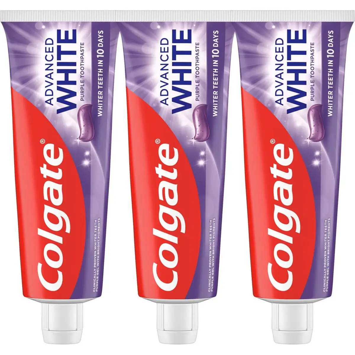 Colgate, Dentifricio, Advanced White Purple Trio Zahnpasta 3 X 75 Ml (75ml)