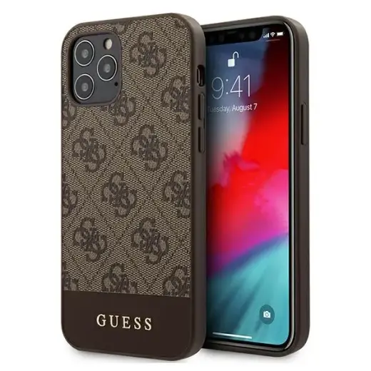 Guess GUHCP12LG4GLBR iPhone 12 Pro Max 6,7" brązowy|brown hardcase 4G Stripe Collection