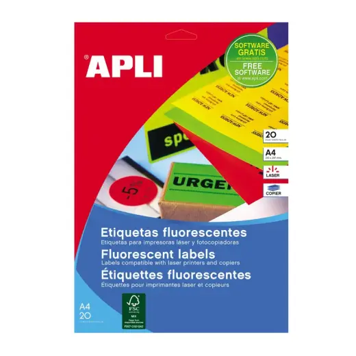 Uzlīmes APLI ar izmēru 99,1x67,7mm, 20 loksnes,160 uzlīmes neon dzelt.