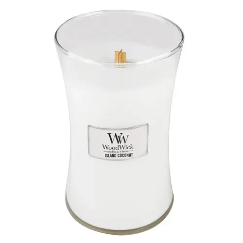 WoodWick Island Coconut scented candle with wooden wick 610g