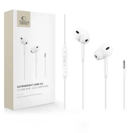 TECH-PROTECT ULTRABOOST MINI JACK EARPHONE CORE G3 WHITE