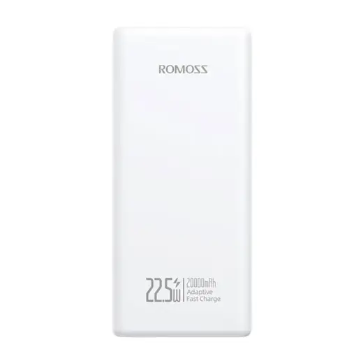 Romoss PRC20 ārējais akumulators (powerbank) | 20000 mAh | 22.5W | USB-C, Lightning, USB-A | balts
