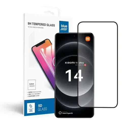 zils Star 5D aizsargstikls telefonam Xiaomi 14 Ultra melns