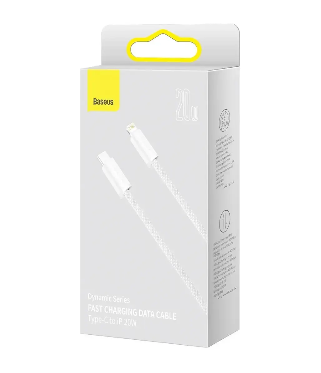 Baseus CALD000102 Dynamic Series datu pārraides un uzlādes vads | USB-C uz Lightning | 20W | 2m | balts