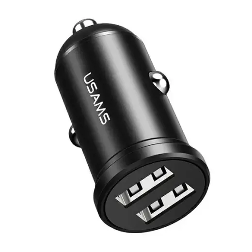 USAMS car Charger 2xUSB 2.4A Mini| black |CC114TC01 (US-CC114) automašīnas lādētājs | 12W |  | USB-A |  | melns