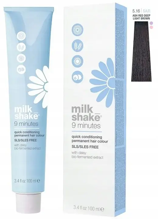 Milk Shake, 9 Minutes, Permanent Hair Dye, 5.165AR Ash Red Intense Light Brown, 100 ml