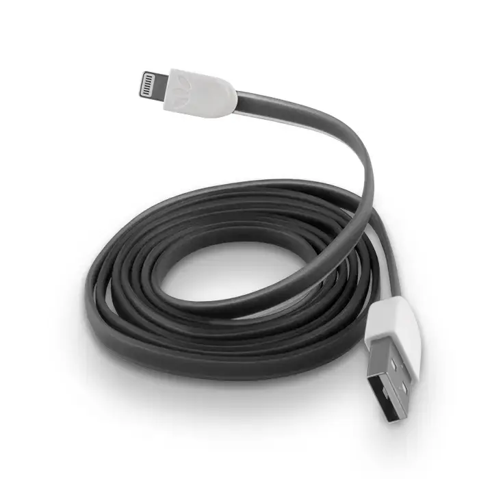 Forever cable USB - Lightning 1,0 m 1A black silicone flat