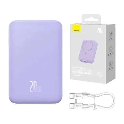 Baseus Magnetic Mini внешний аккумулятор (powerbank) | 20000 mAh | 20W | USB-C, MagSafe | фиолетовый