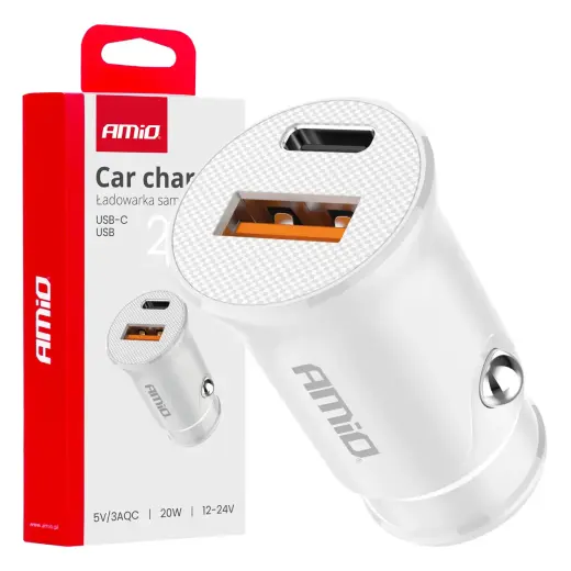 AMiO AMiO-03877 auto lādētājs | 20W | USB-A, USB-C