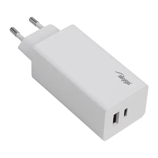 Akyga AK-CH-20 tīkla lādētājs | 100W | PD, GaN | USB-C, USB-A | balts