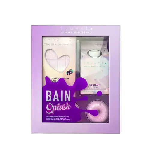 Set Inuwet: Cotton Candy, Cleansing, Shower Mousse, 230 ml + Blueberry, Bath Bomb, 200 g + Donut, Bath Bomb, 2 pcs, 30 g