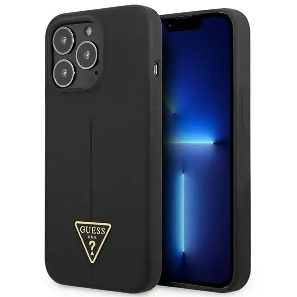 Guess Silicone Line Triangle Case for iPhone 13 Pro Black