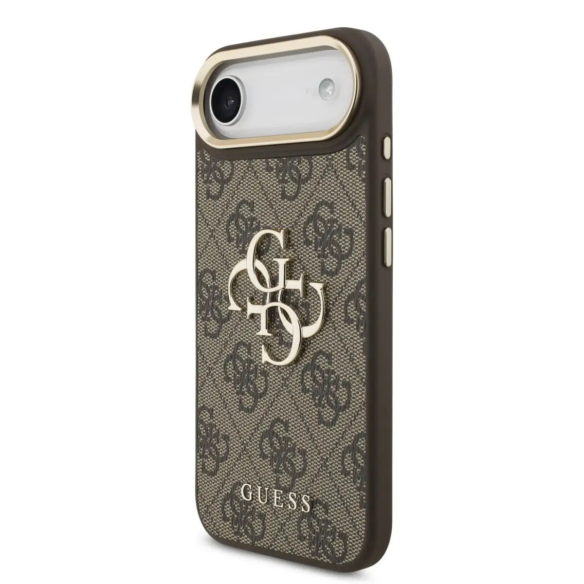 Guess PU Leather 4G Metal Logo Gold Frame Case for iPhone Air Brown