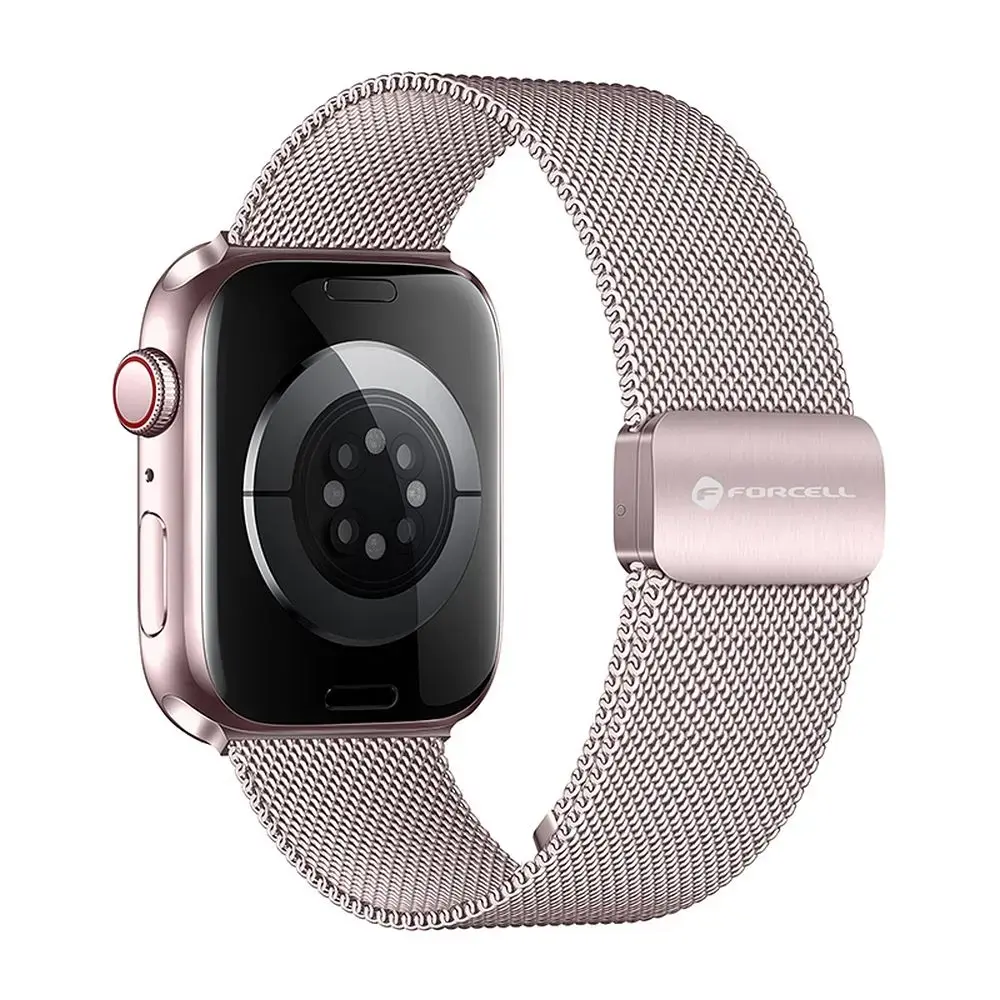 Forcell F-Design FA14 viedpulksteņa siksniņa priekš Apple Watch (42/44/45/46/49 mm) | nerūsējošs tērauds | rozā