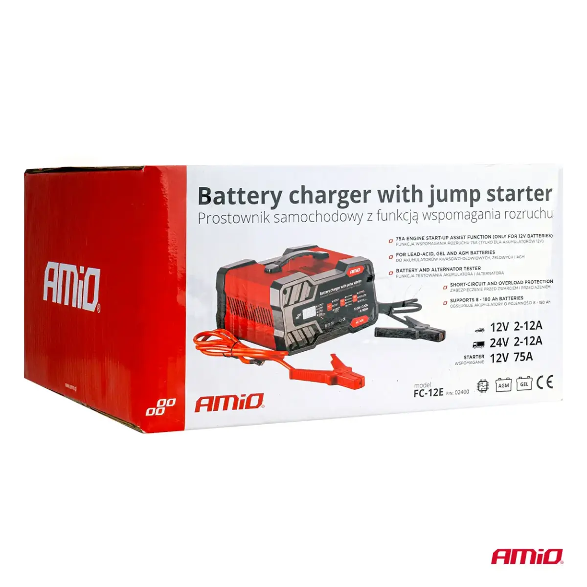 Battery charger 12A 12/24V  with jump starter 12V 75 A