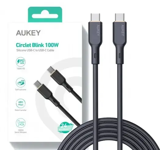 AUKEY CB-SCC101 Silicon Cable USB C - USB C 1m