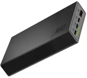 Green Cell PowerPlay PBGC03S ārējais akumulators (powerbank) | 20 000 mAh | 22.5W | PD, QC | USB-A, USB-C | melns