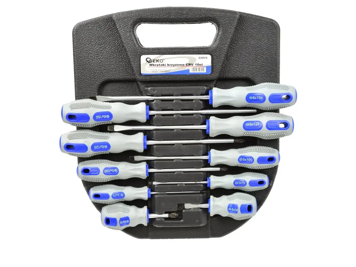 GEKO CRV 10pcs Screwdriver Set (Blue-Grey)