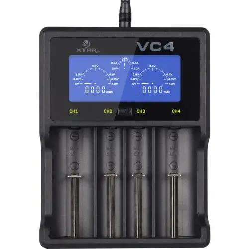 XTAR VC4 LCD Universālais lādētājs ar aizsardzību Li-ion/Ni-MH, USB, 4.2V