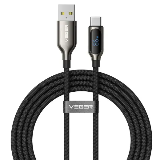 Cable with LED light indicator Type C to Type C VEGER PD 5A 100W CC1-ZSD 1,5 m black