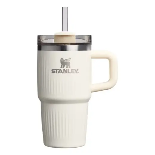 Термокружка с трубочкой The Quencher H2.O Fluted Tumbler 0.59L, глянцевого кремового цвета.