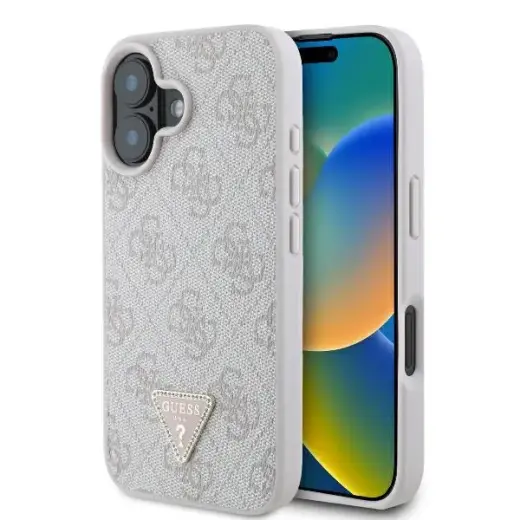 Guess GUHCP16MP4TDPP iPhone 16 Plus 6.7" różowy|pink hardcase Leather 4G Triangle Strass