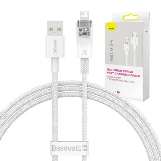 Fast Charging Cable Baseus Explorer  USB to Lightning 2.4A 1M (white)