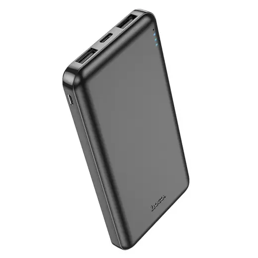 Hoco J100 ārējais akumulators (powerbank) | 10 000 mAh | 10.5W | USB-A, USB-C, Micro USB | melns