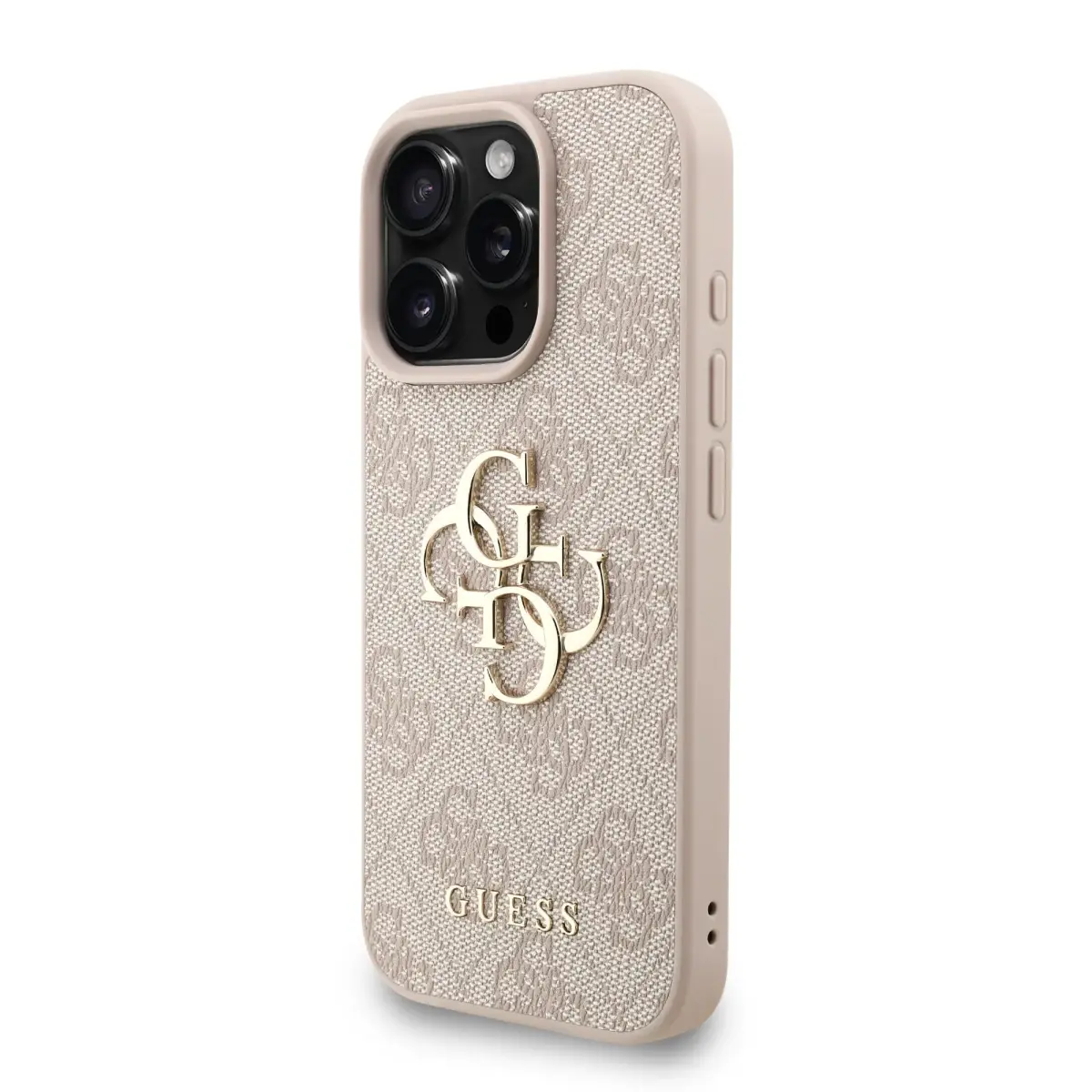 Guess PU 4G Metal Logo Strap telefona maciņš iPhone 16 Pro Pink