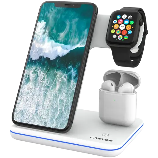 CANYON wireless charger WS-302 15W 3in1 White