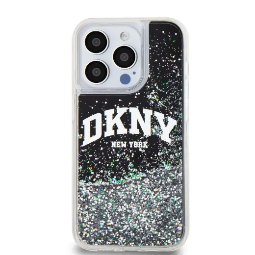 DKNY Liquid Glitter Arch Logo Case for iPhone 15 Pro Black