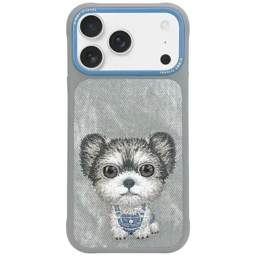 Nimmy Big Eyed Pet 2.0 Dog telefono dėklas, skirtas iPhone 17 Pro Max, pilkos spalvos
