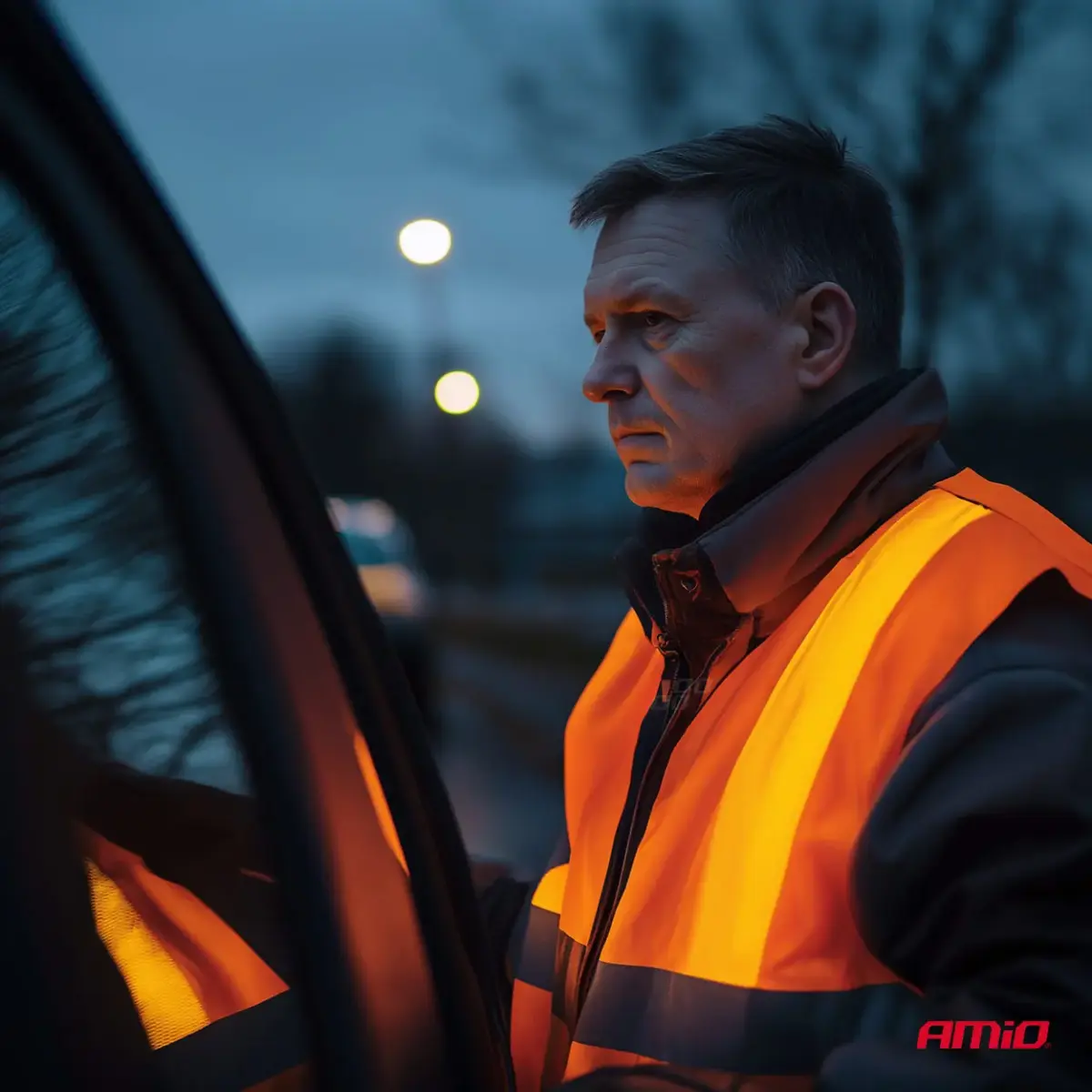 Safety vest XL orange with certificate AMIO-01735